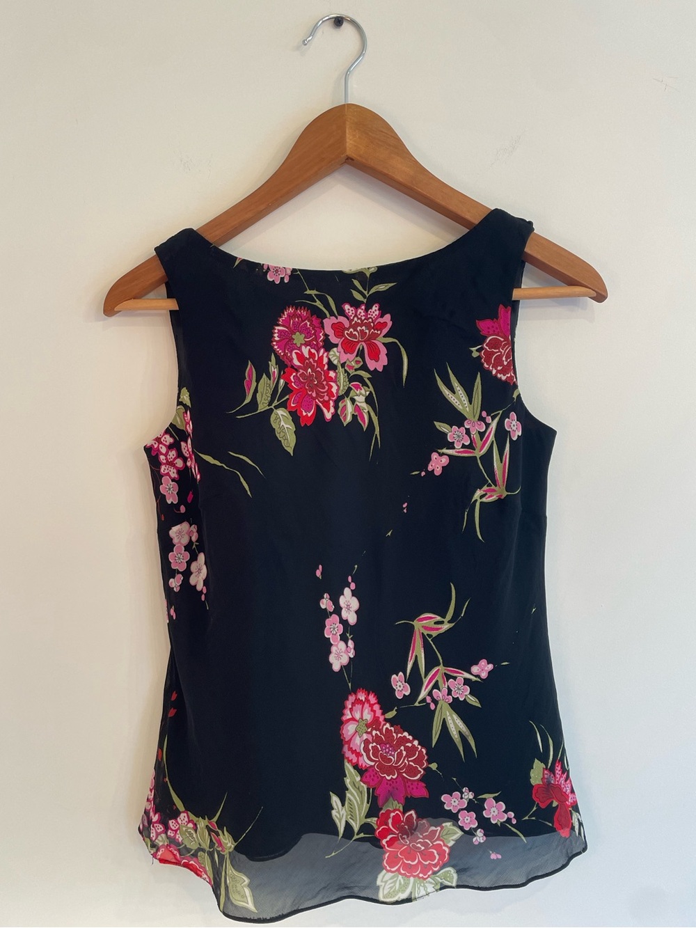 Vintage Fluttery Black Floral Top
